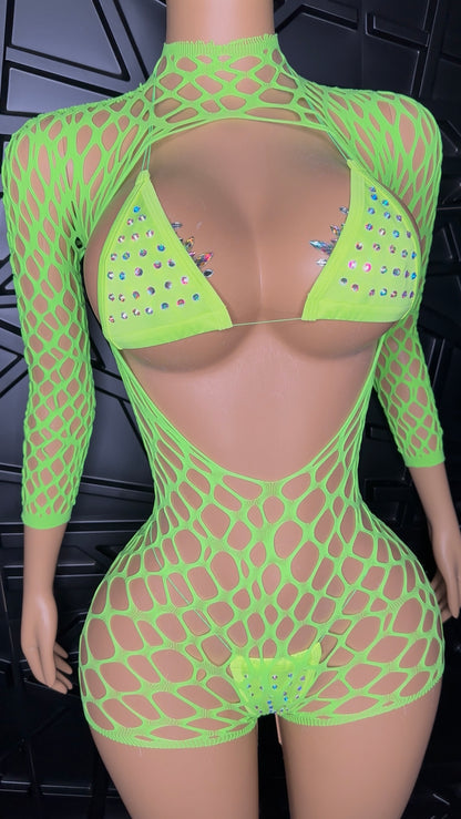 Green Micro Bikini + Romper (XSmall-Large)