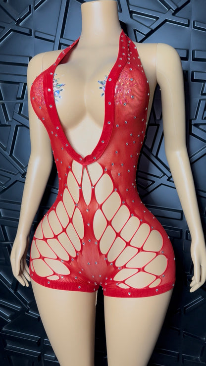 Red Mulan Romper (Small-Large)