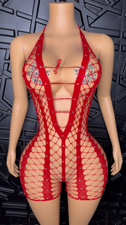 Red Lush Romper (Small-Large)