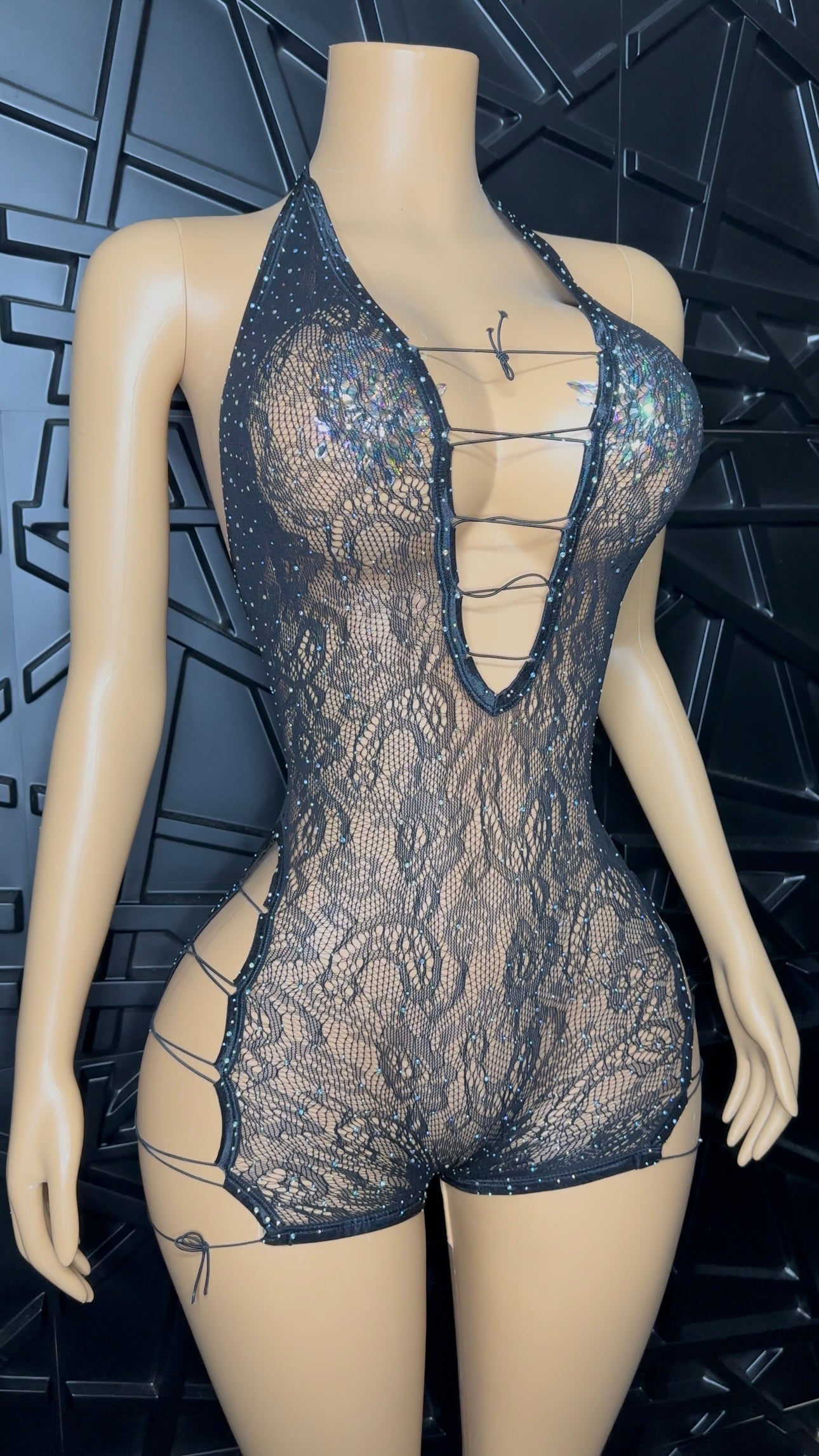Black Xtra Sparkly Romper (XSmall-Large)