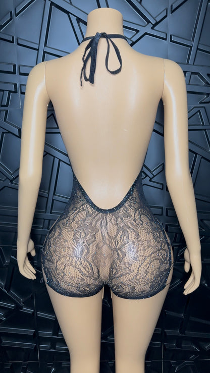 Black Xtra Sparkly Romper (XSmall-Large)